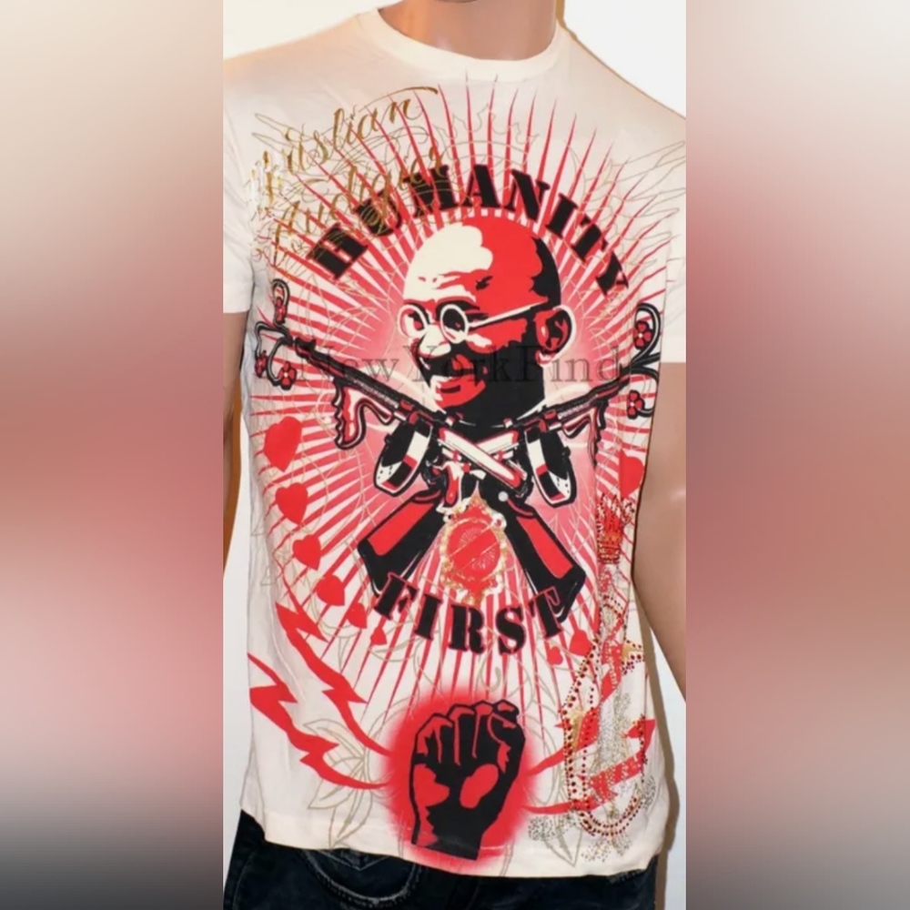 Ed Hardy by Christian Audigier Ghandi Humanity First T-shirt